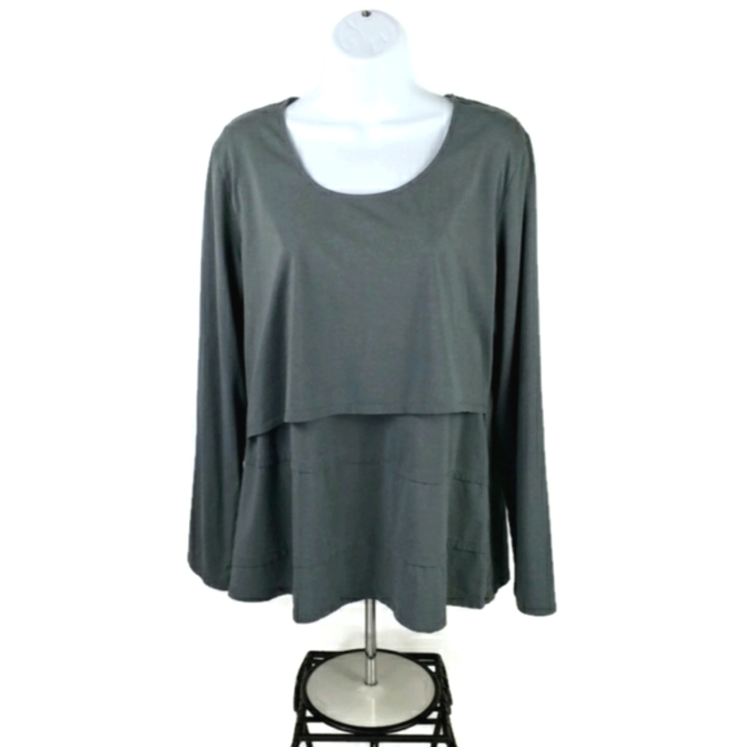 Milk Nursing Wear Green Scoop Neck Long Sleeve Layered Nursing Shirt Womens Xl